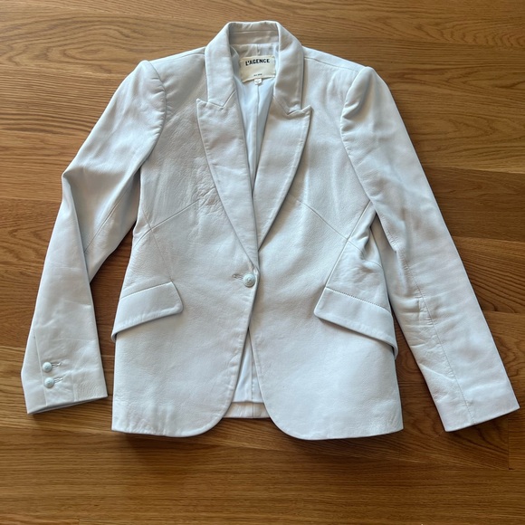L’AGENCE leather Chamberlain Blazer size 8 - Picture 1 of 8